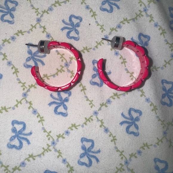 BY ALEXA RAE BAR Melania Clara Stylish Pink Hoop Earrings - Picture 2 of 3